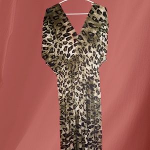 Leopard Print Full Length Women's Maxi Dress